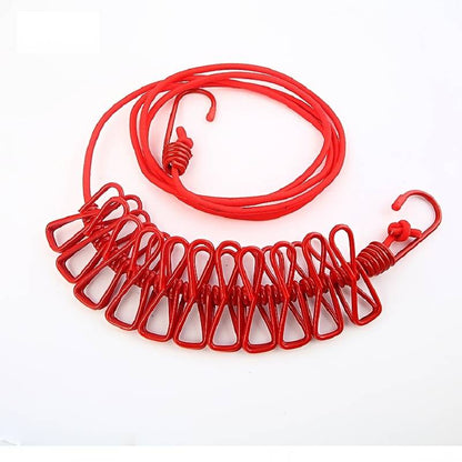 Tragbare Wäscheleine mit Klammern für Camping und Outdoor-Einsatz