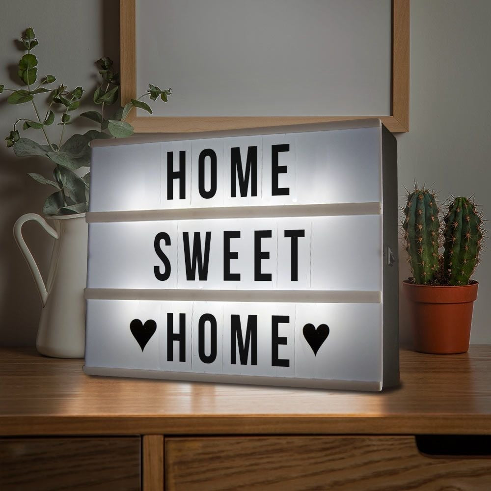 Vintage Kino-Leuchtkasten mit Buchstaben und Symbolen für Wohnkultur