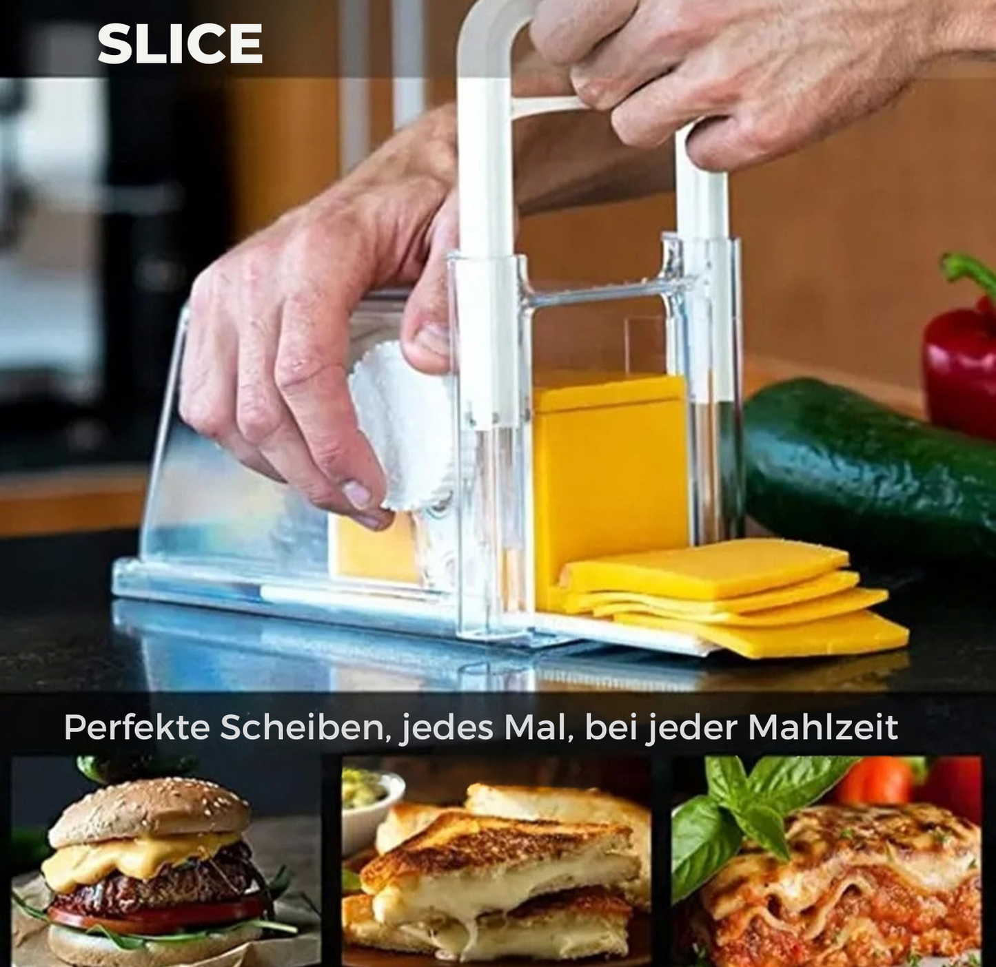 Elektrischer Käseschneider für perfekte gleichmäßige Käsescheiben