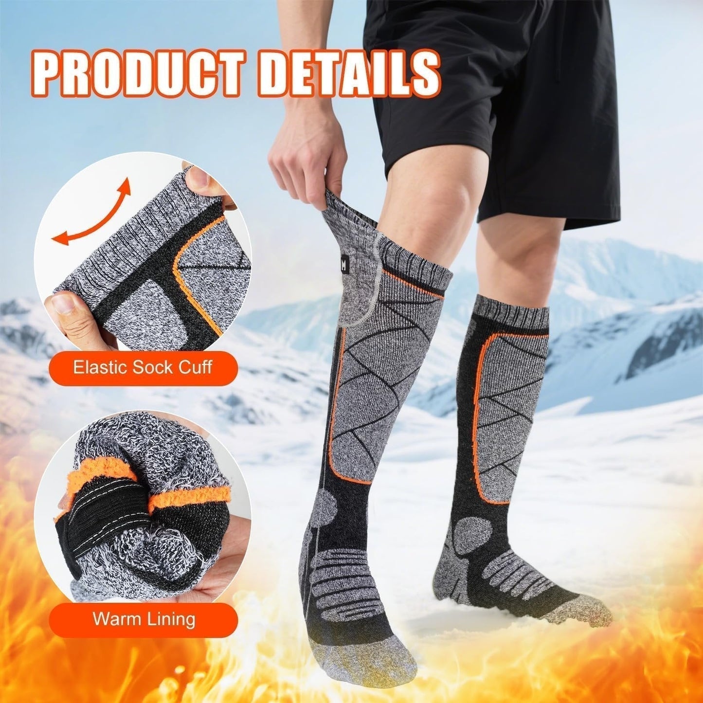 Nolan™ - Wiederaufladbare beheizbare Socken für ganztägige Wärme