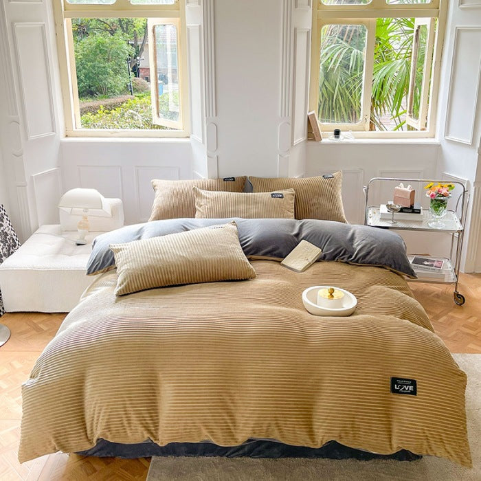 Restavia™ - Samt-Korallenfleece-Bettbezug mit Kissenbezügen