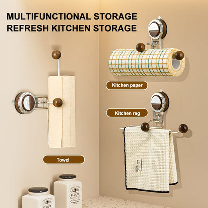 Eleganter, bohrfreier Küchenrollenhalter mit Saugnapf-Organizer