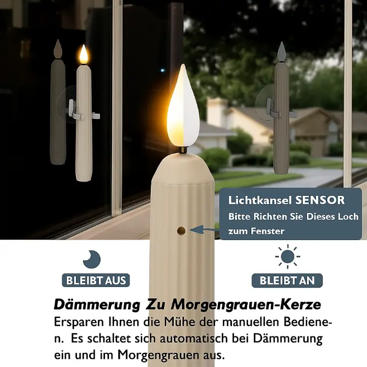 GlowHaven™ - Set mit 6 LED-Fensterkerzen mit flackernder Flamme