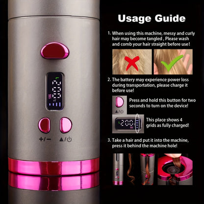 CurlFree™ Wiederaufladbarer tragbarer Lockenstab mit automatischer Abschaltsicherheit