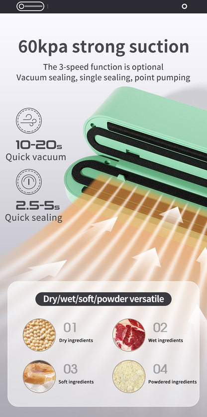 FreshSeal™ - Mini kabelloser Vakuumiergerät für Lebensmittel zur Frischeerhaltung