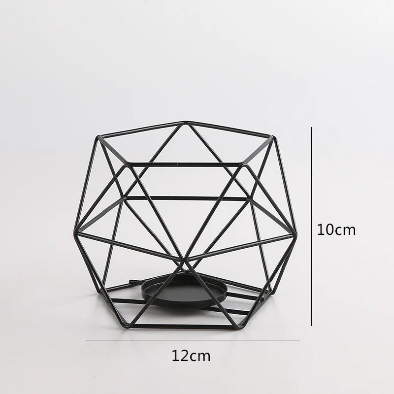 Moderner schwarzer Kerzenhalter mit Mond und Sternen in Gold