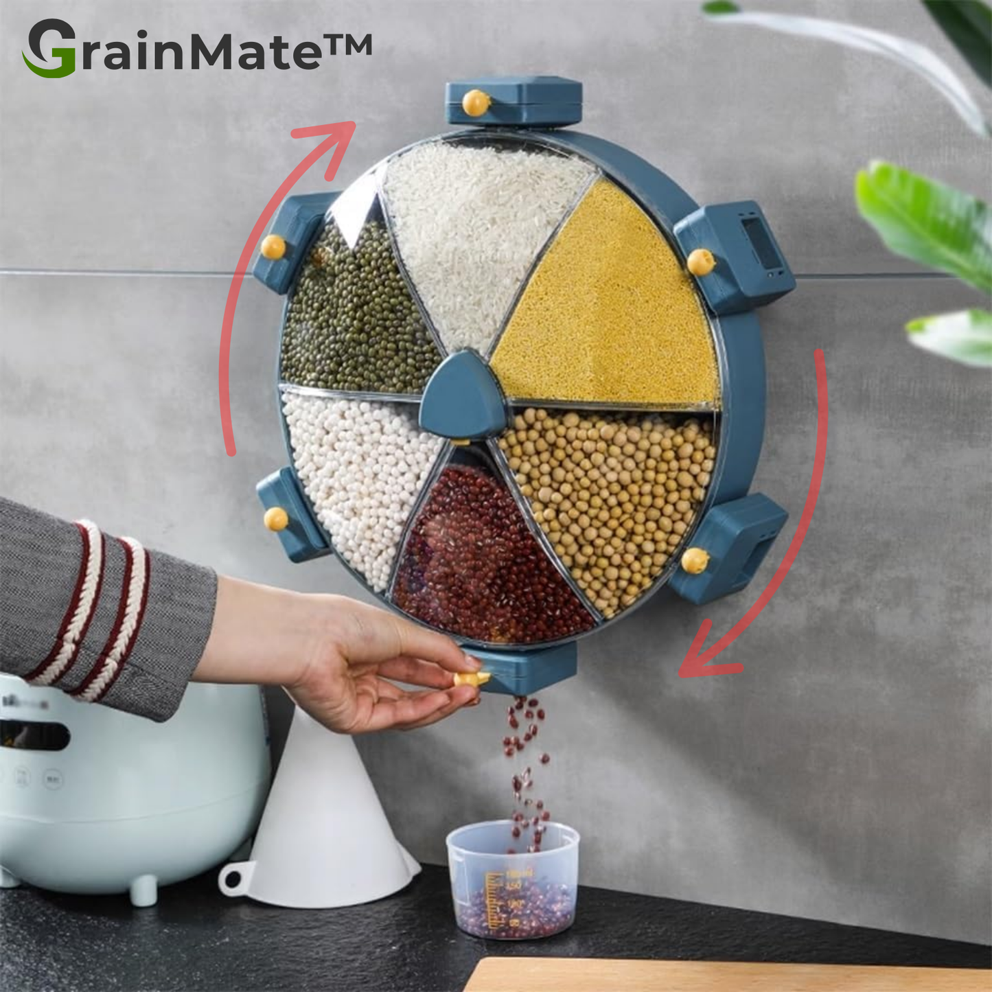 GrainMate™ - Wandmontierter rotierender Getreidespender