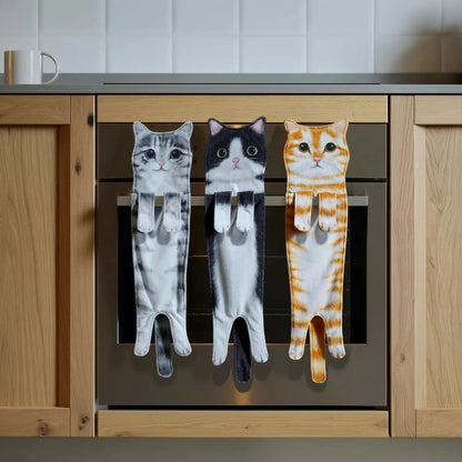 CozyNest™ - Weiches Baumwollhandtuch mit Katzenmotiv