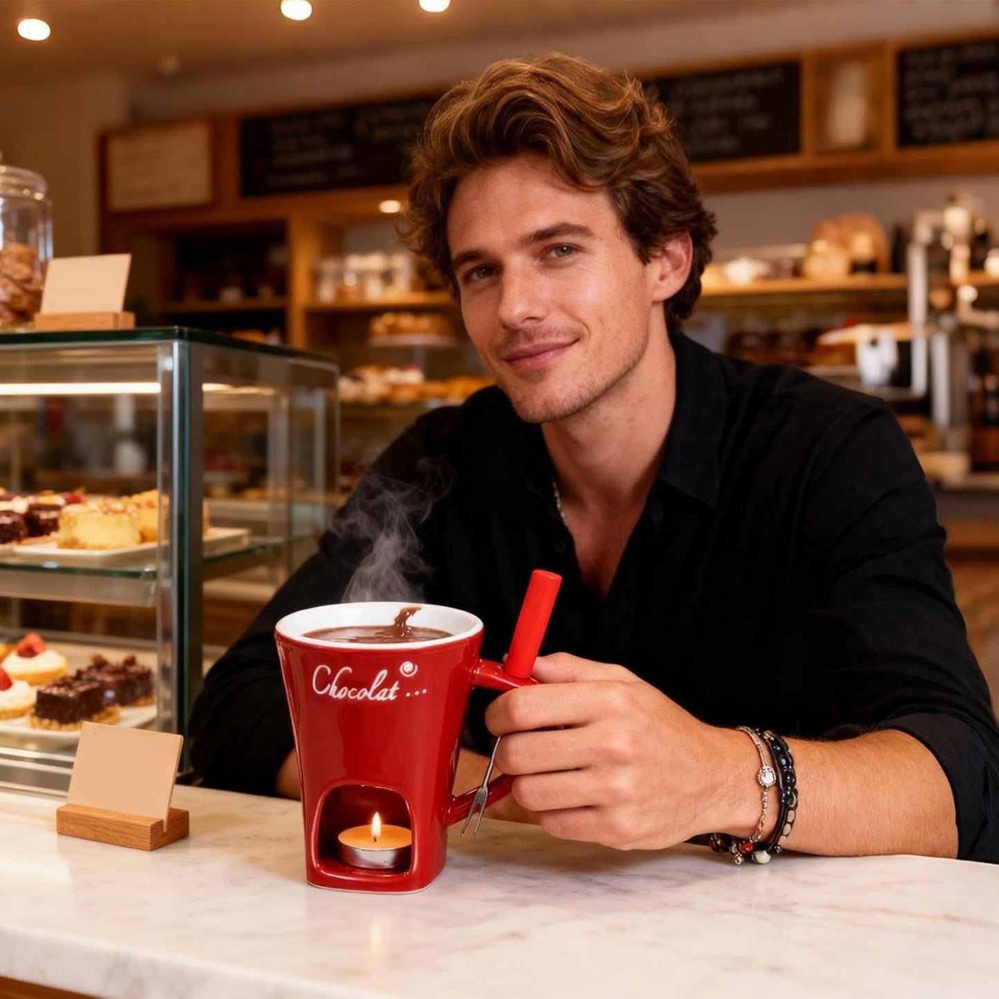 ChocoLuxe™ - Elegantes Schokoladen-Fondue-Becher-Set