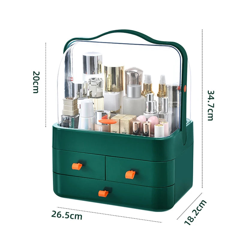 GlowNest™ Tragbarer Make-up Organizer mit Griff und Schubladen