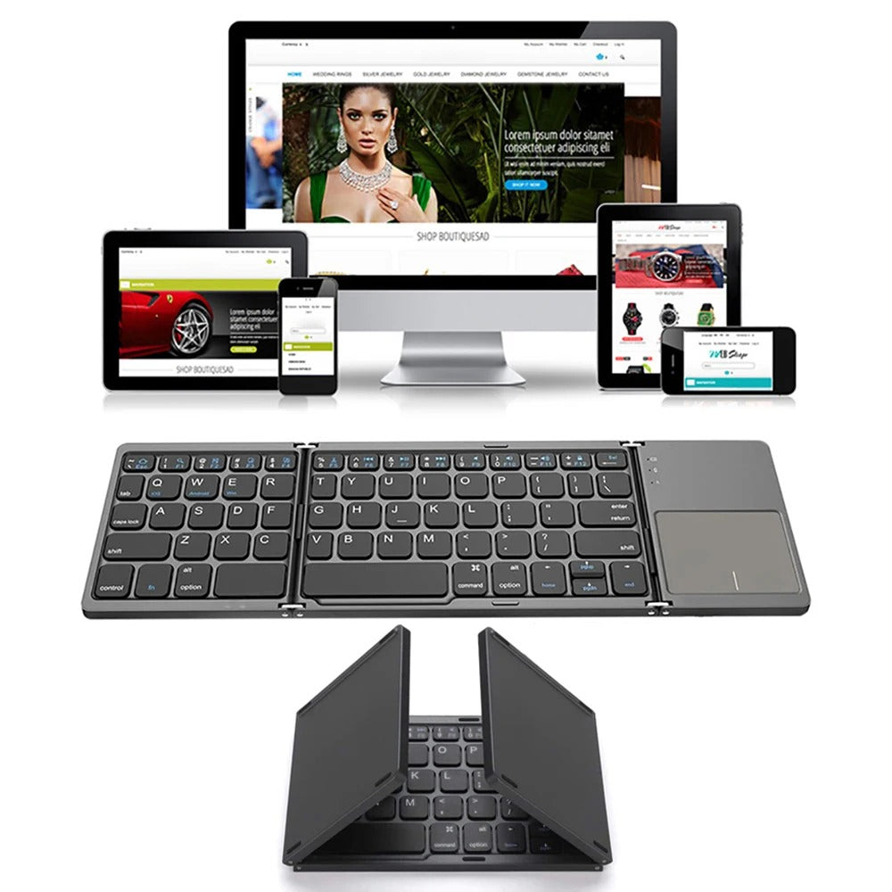 TechSwift™ - Faltbare Mini Bluetooth-Tastatur mit Touchpad für mobile Geräte