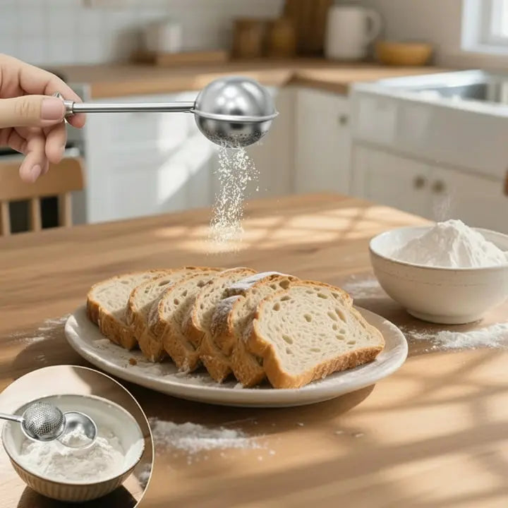 ChefEase™ - Edelstahlschaufel für die Küche mit Sieb