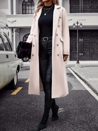 50% RABAT | Liaquen™ | Modebewusster Trenchcoat mit Gürtel und Pelzbesatz