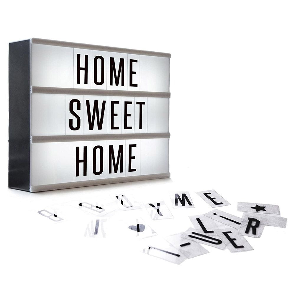 Vintage Kino-Leuchtkasten mit Buchstaben und Symbolen für Wohnkultur