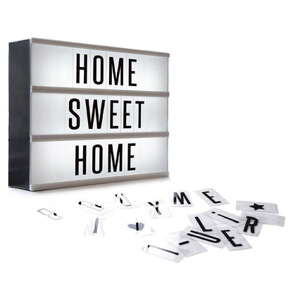 Vintage Kino-Leuchtkasten mit Buchstaben und Symbolen für Wohnkultur