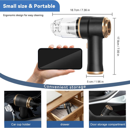 Tragbarer kabelloser Mini-Staubsauger und Luftgebläse für Auto und Zuhause