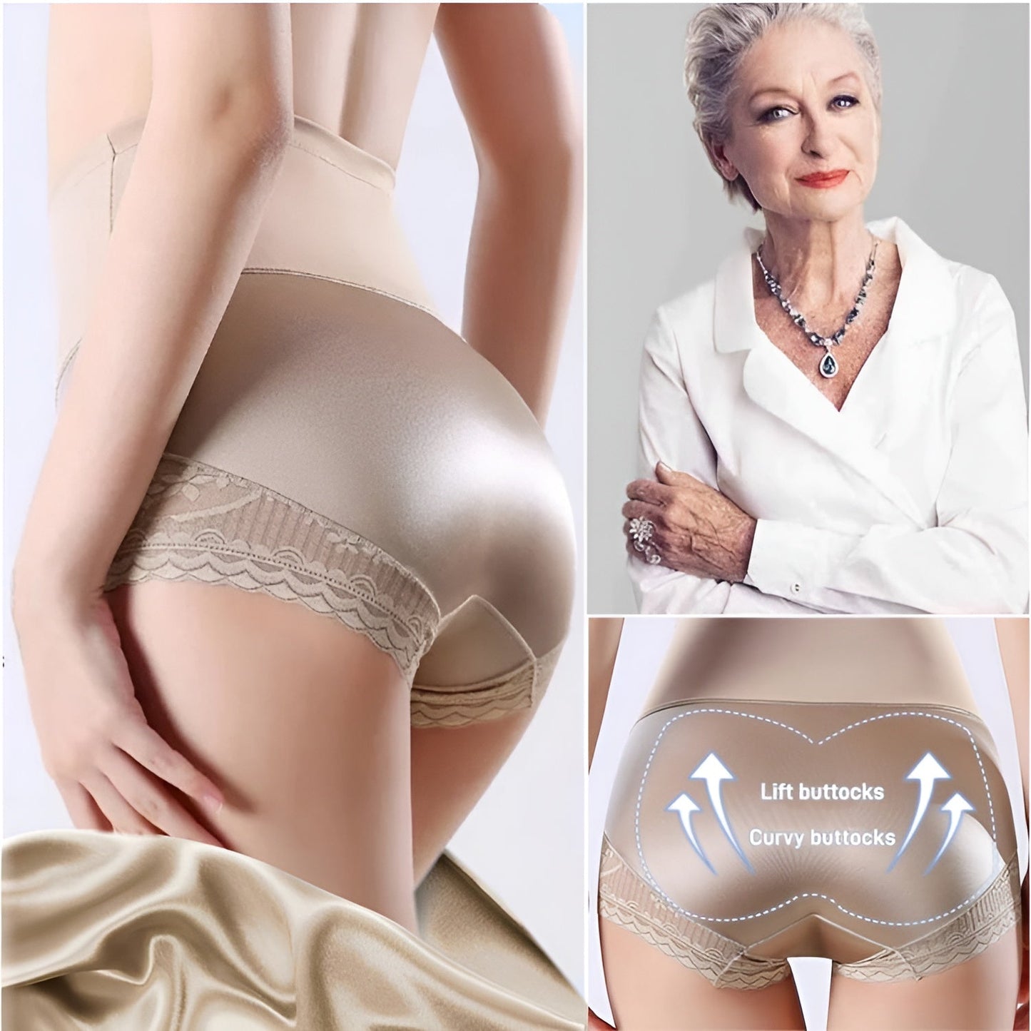 Heißer Stil Seidiges Höschen mit hoher Taille