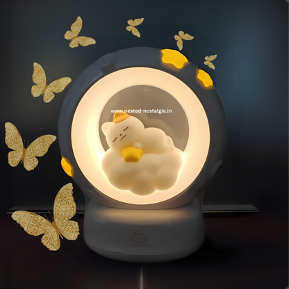 Verspielte Katzen- und Mond-Nachtlichtdekoration