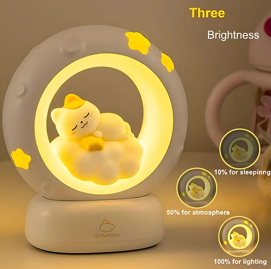 Verspielte Katzen- und Mond-Nachtlichtdekoration