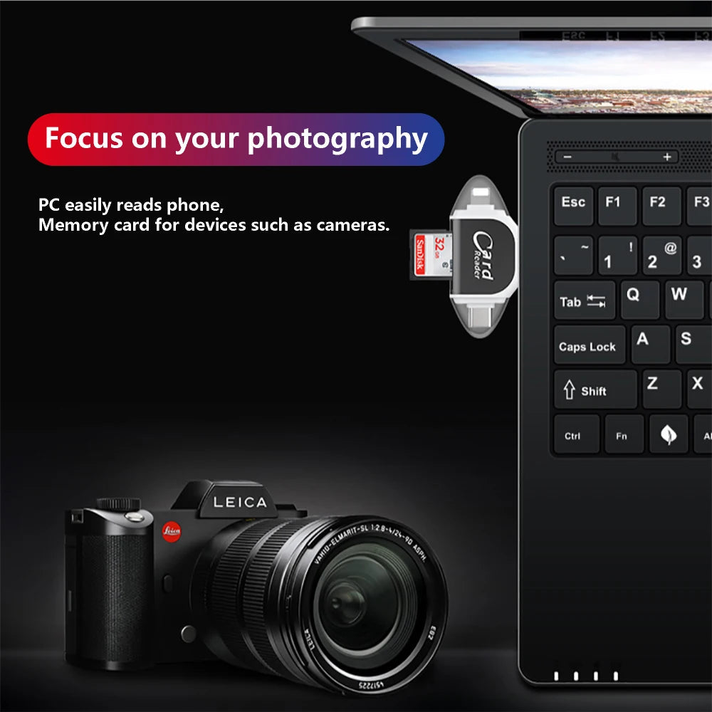 QuadPort™ - Schlanker 4-in-1 Universal-Speicherkartenleser-Hub