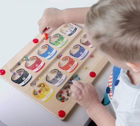 CountMag™ | Colorful magnetic wooden bead number puzzle 