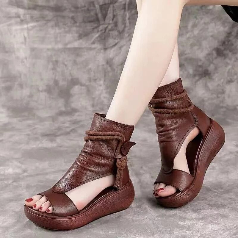 Trista™ | Pu Leder offene Zehenkeilsandalen