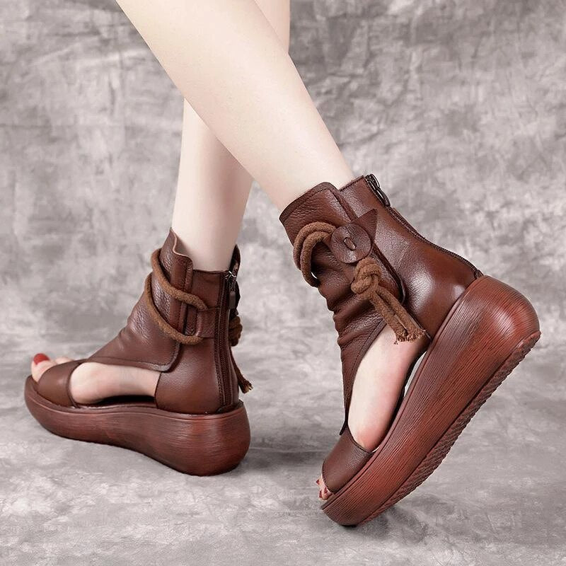 Trista™ | Pu Leder offene Zehenkeilsandalen