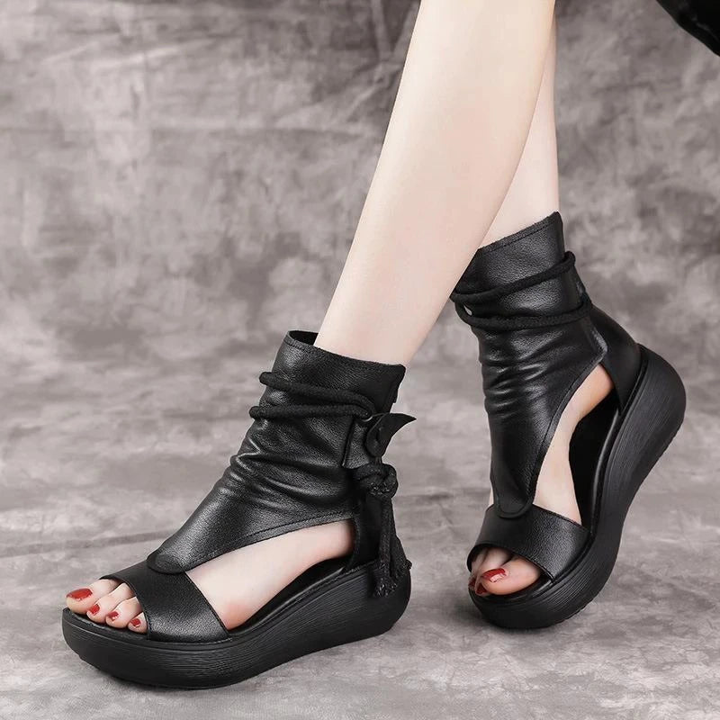 Trista™ | Pu Leder offene Zehenkeilsandalen