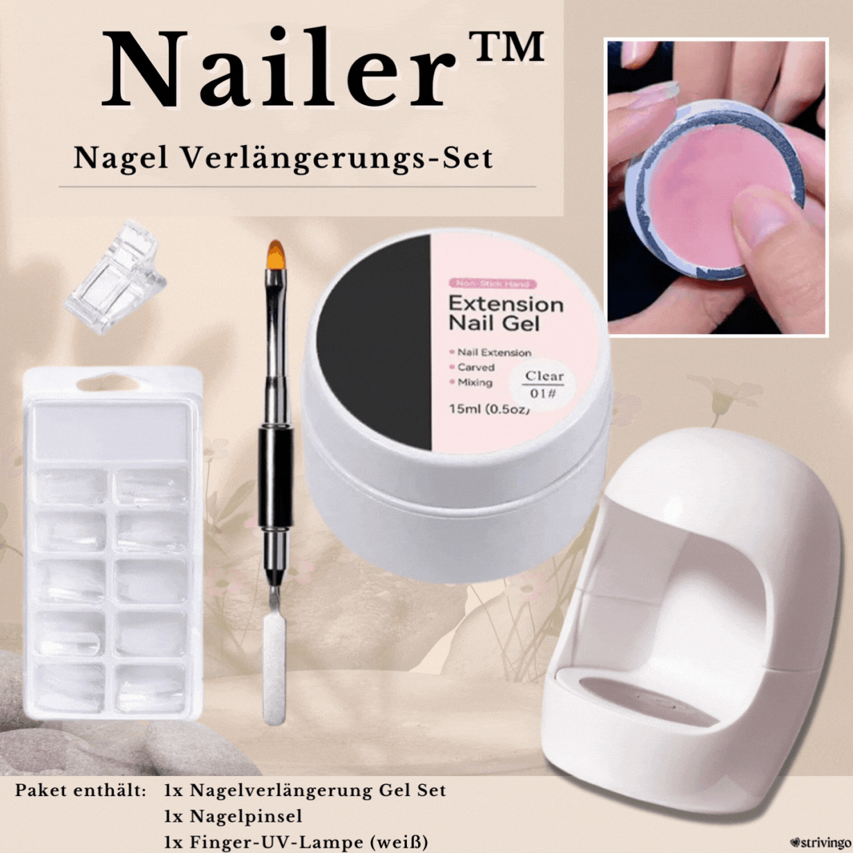 Nailer™ – Hartgel-Nagelverlängerungs-Set | Inklusive UV-Lampe!