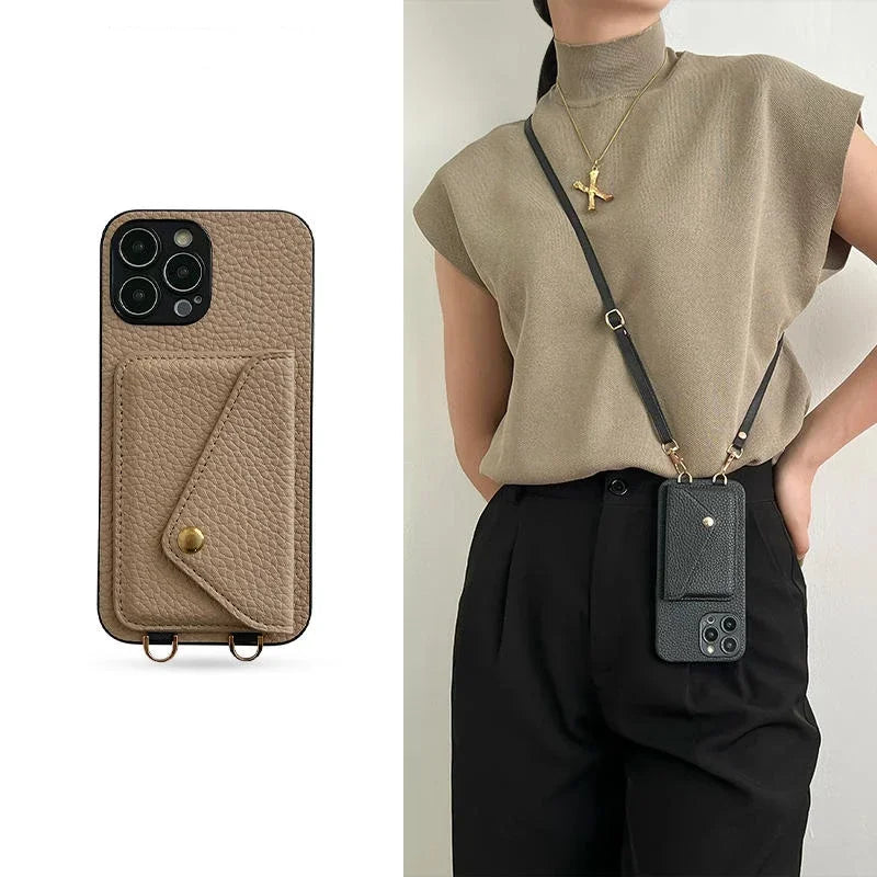 Strapo™ – Das Leder Kartenetui mit Umhängeband für dein iPhone