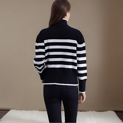 ColorRoll™ | Pink & Orange Rollkragenpullover | Damen Wintermode