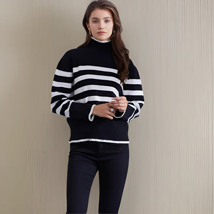 ColorRoll™ | Pink & Orange Rollkragenpullover | Damen Wintermode