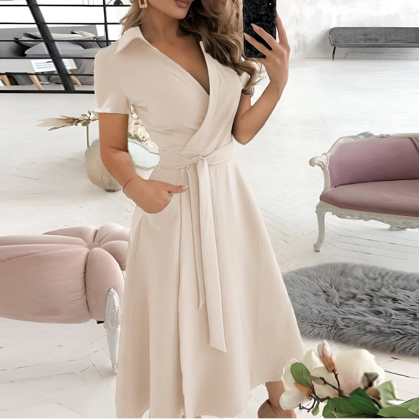 EleganBlack™ - Schwarzes schulterfreies Midikleid mit Gürtel, für formelle Abendgarderobe