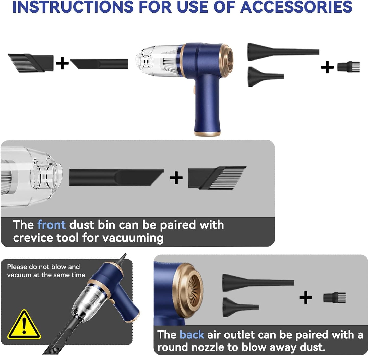 Tragbarer kabelloser Mini-Staubsauger und Luftgebläse für Auto und Zuhause