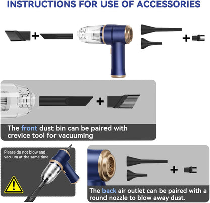 Tragbarer kabelloser Mini-Staubsauger und Luftgebläse für Auto und Zuhause