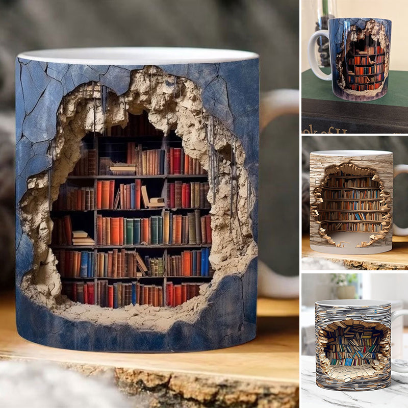 Keramik 3D Bücherregal Tasse für Buchliebhaber
