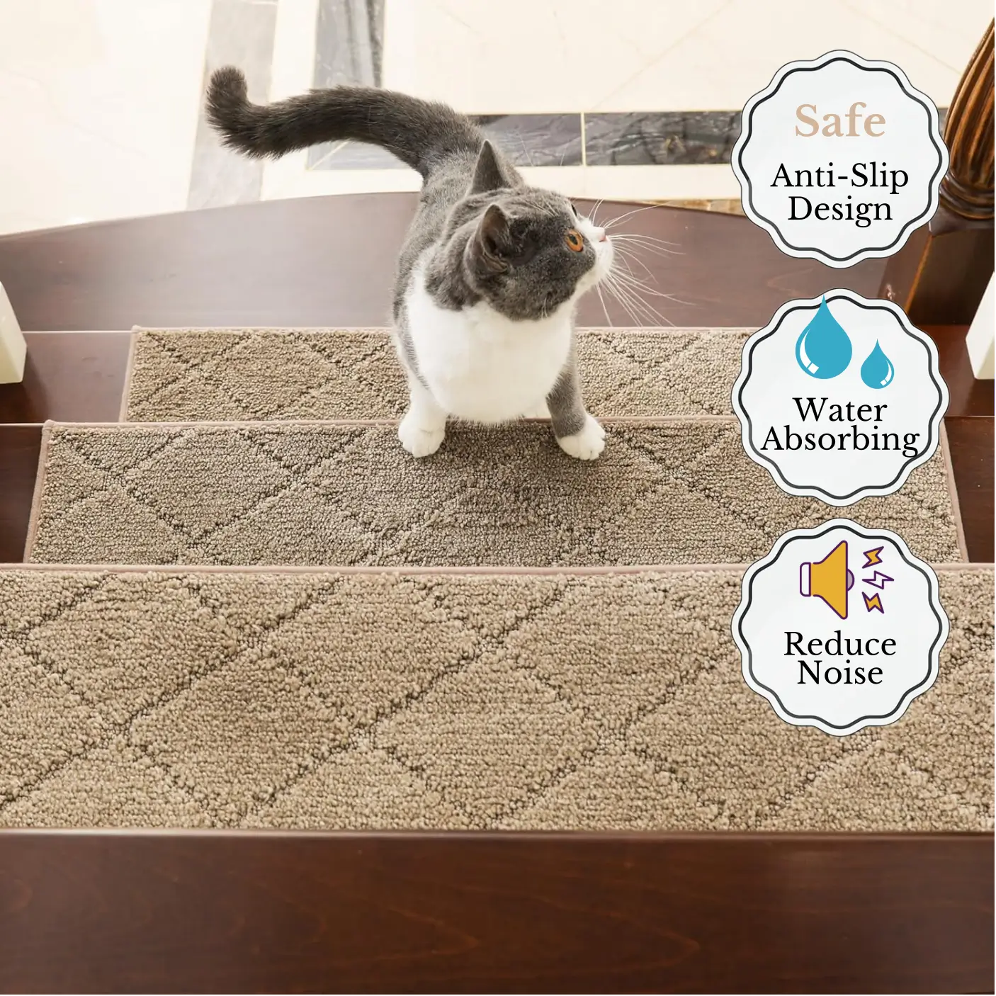 Klarer rutschfester Treppenfilm für sicherere Stufen