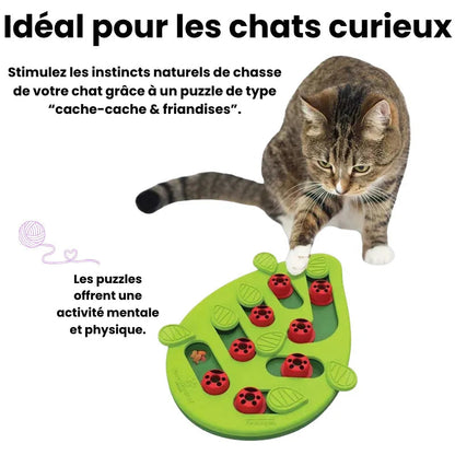 PurrPlay™ - Interaktiver Puzzle-Katzennapf für unterhaltsame Mahlzeiten