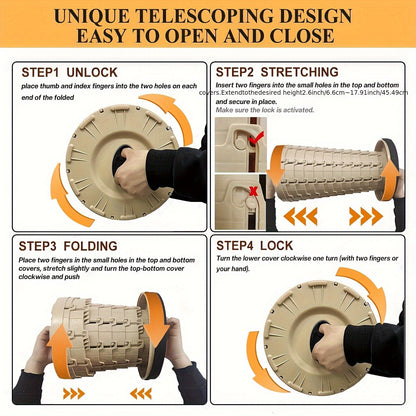 FoldAway™ - 12-fach verstellbarer Klapphocker mit gepolsterter Sitzfläche