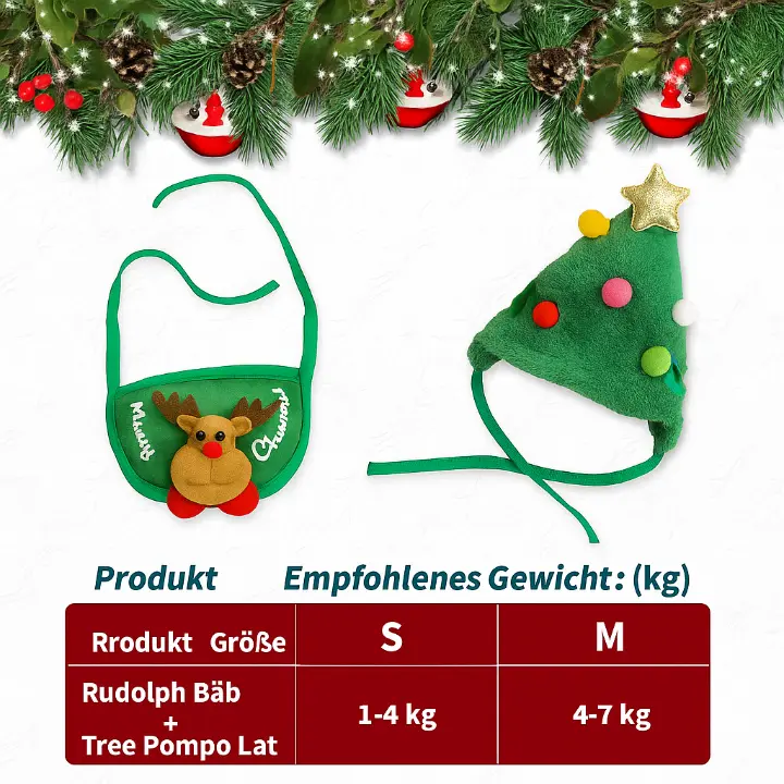 Festliches Haustierkostüm-Set mit Rentier-Schürze und Hut
