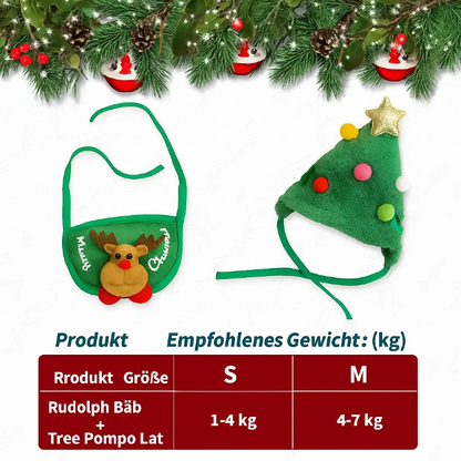 Festliches Haustierkostüm-Set mit Rentier-Schürze und Hut