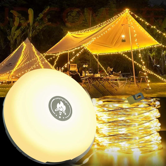 CampGlow™ | 4-in-1 Campinglampe mit RGB-Lichterketten und Powerbank