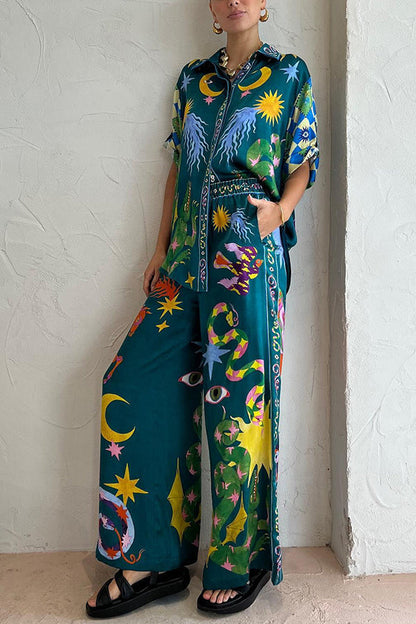 LinoFit™ – Einzigartiger Print Elastischer Bund mit Taschen Weite Bein Hose