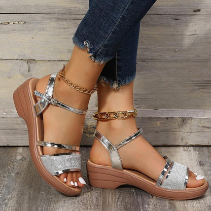 WedgeWonders™ | Damen Keilsandalen mit offener Spitze