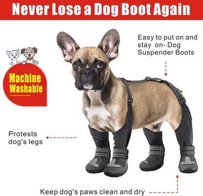 PawGuard™ - Verstellbare Hundeträger-Stiefel für Winterwanderungen