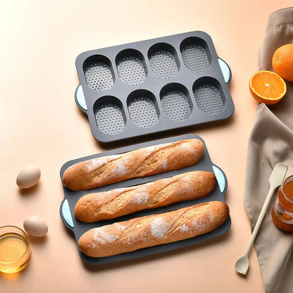 CrustyBake™ - Antihaft-Silikon-Baguette-Backform für perfekte Laibe
