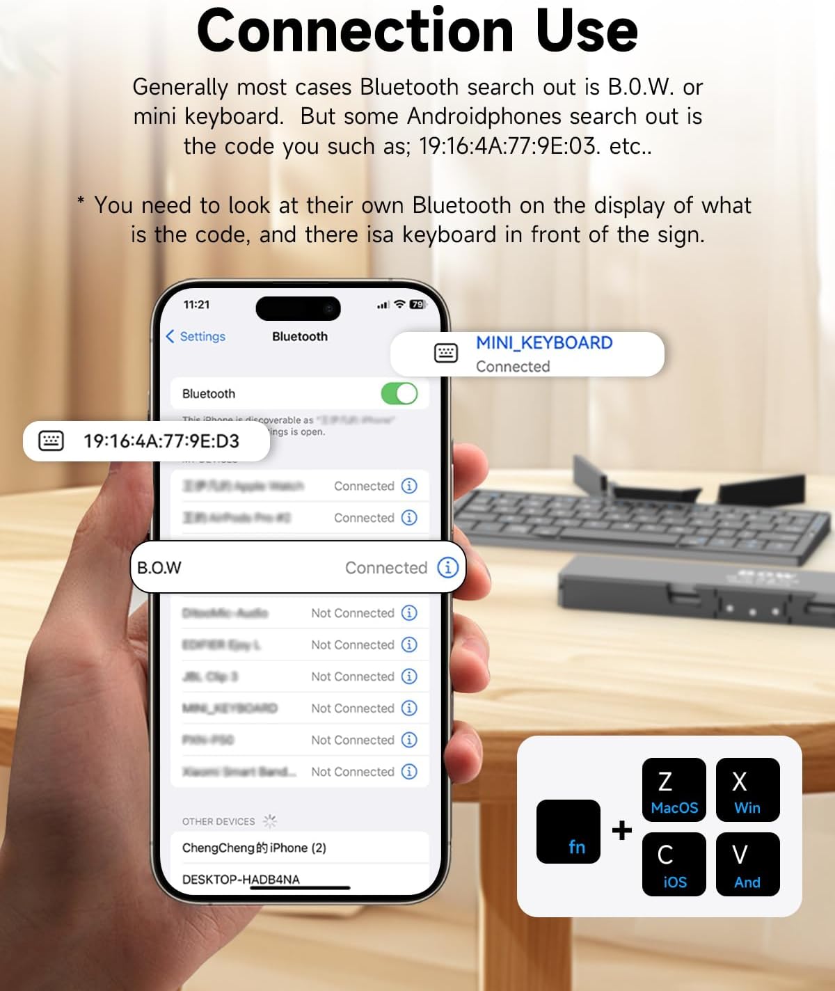 TechEase™ - Tragbare, faltbare Bluetooth-Tastatur mit Ständer