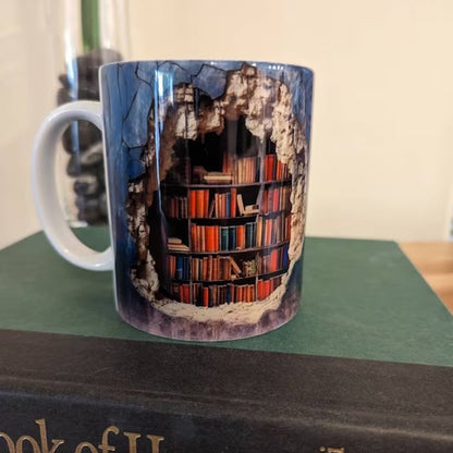 Keramik 3D Bücherregal Tasse für Buchliebhaber