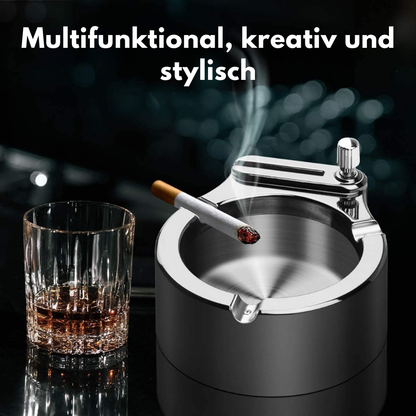 AshKeeper™ - Elegante Metall-Aschenbecher mit eingebautem Feuerzeug