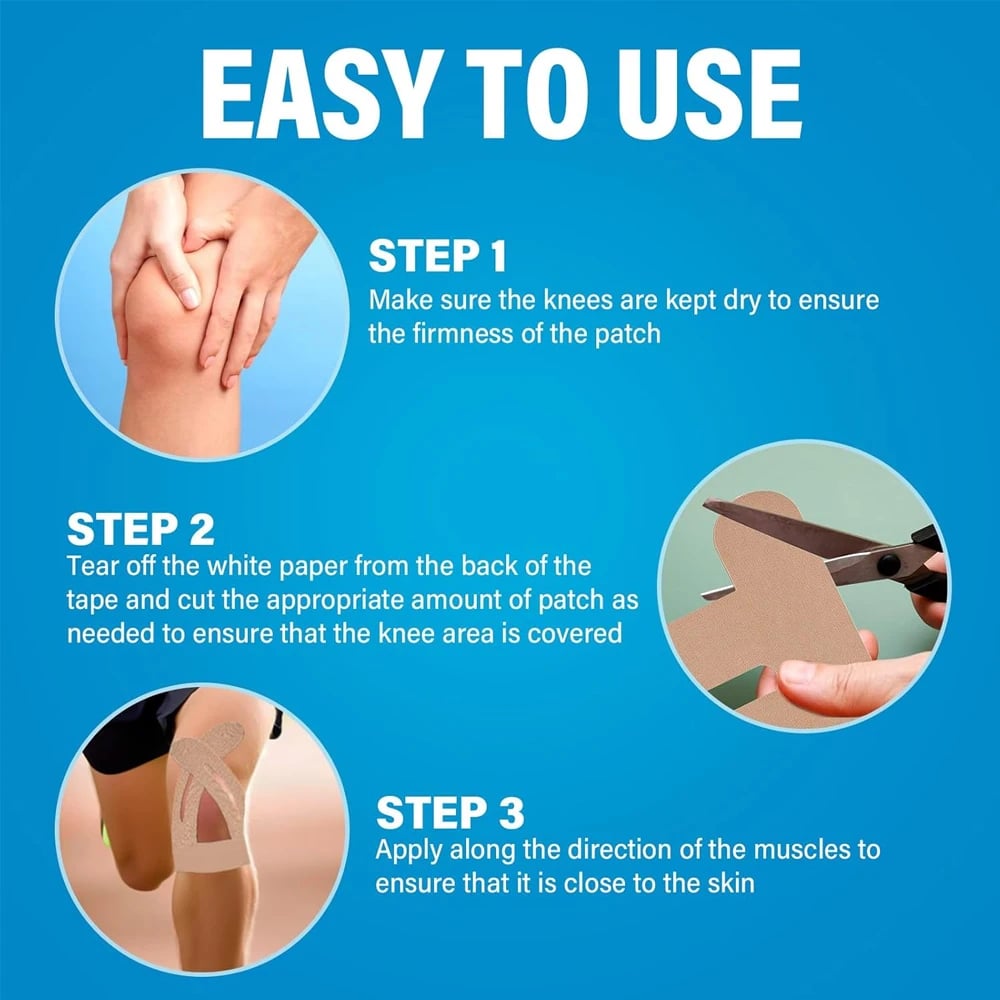 FlexiKnee™ - Vorgefertigte Kinesiologie-Streifen zur Schmerzlinderung und Bewegungsförderung